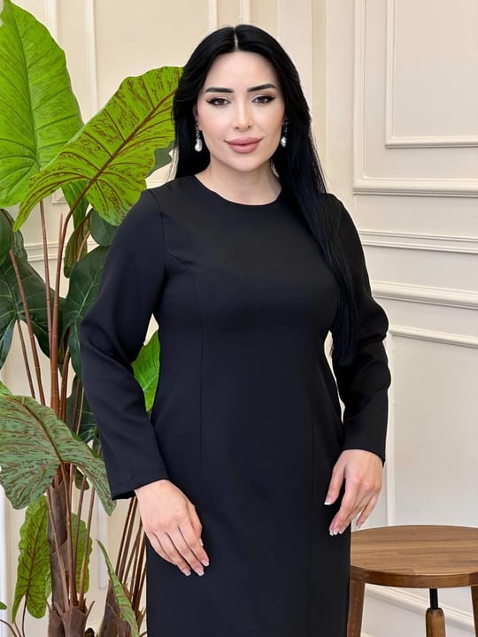 İşleme Pelerinli Krep Elbise 4653 E25 Siyah
