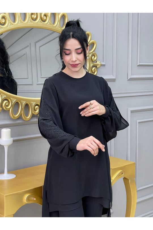 Kafes Kol Tunik-Siyah