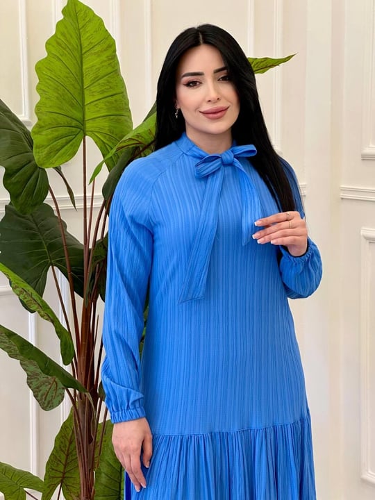 Kampanya Bağçıklı Elbise 1123 e-25 Mavi