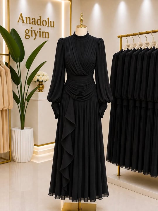 Kampanya Drape Detay Jan Jan Elbise 17062 T-26 Siyah
