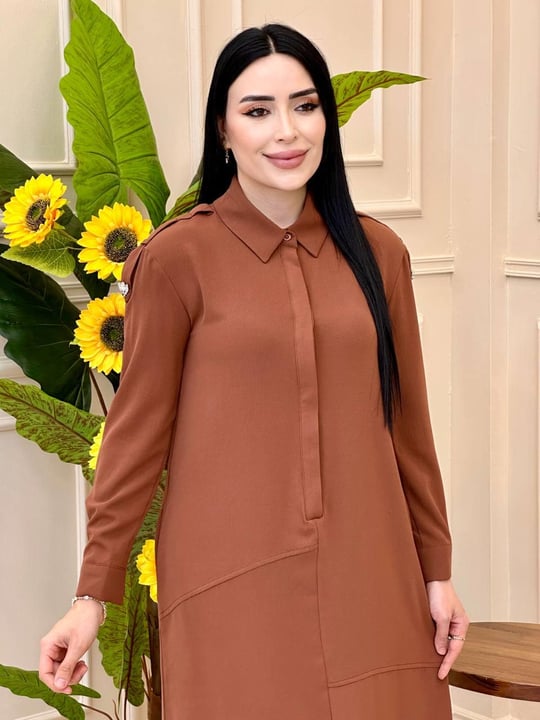 Kampanya Omuz Apolet Elbise 12501 E-025 Kiremit
