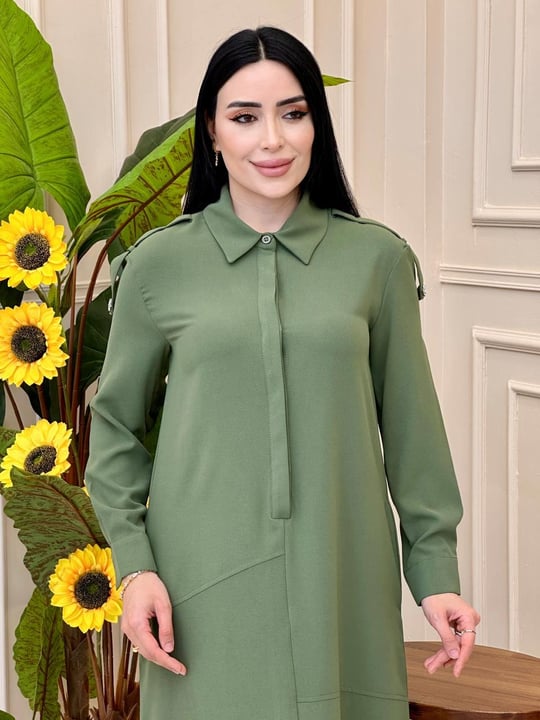 Kampanya Omuz Apolet Elbise 12501 E-025 Haki