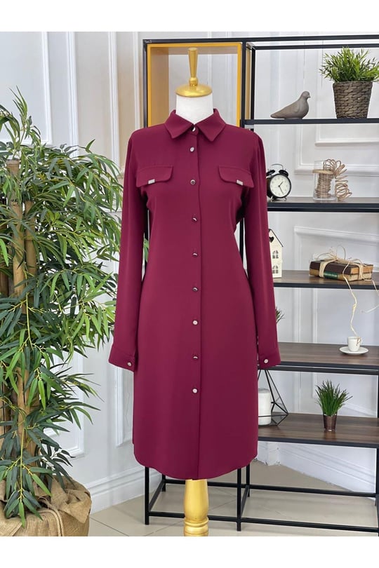 Kapak Cep Tunik 643-Bordo