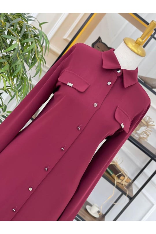Kapak Cep Tunik 643-Bordo