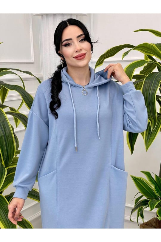Kapişonlu Spor Elbise 4015-Mavi