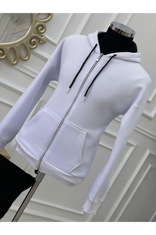 Kapişonlu Sweatshirt-Beyaz
