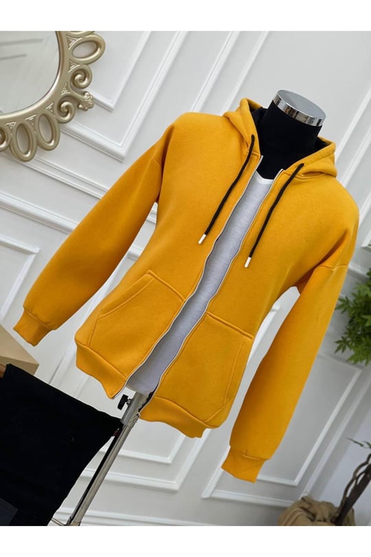Kapişonlu Sweatshirt-Sarı