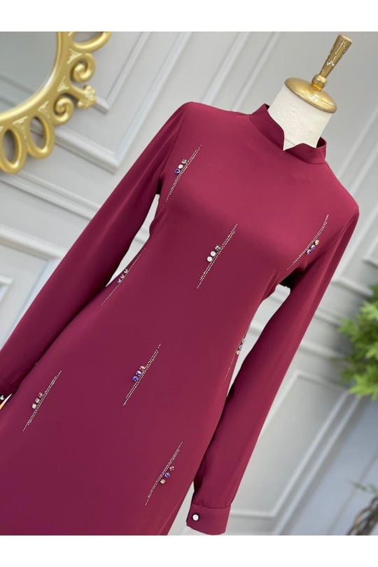 Kesit Taş Tunik 625-Bordo