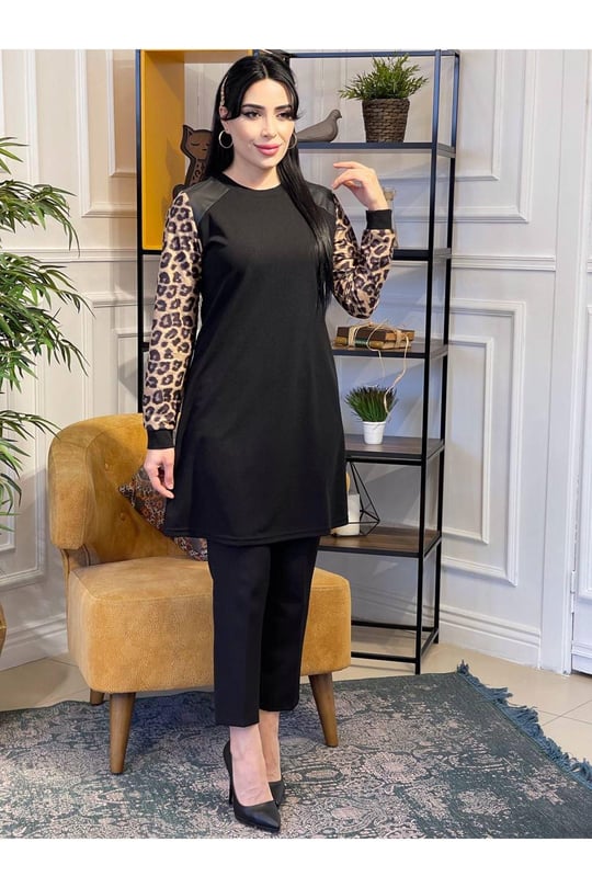 Kol Leopar Tunik 722-Siyah
