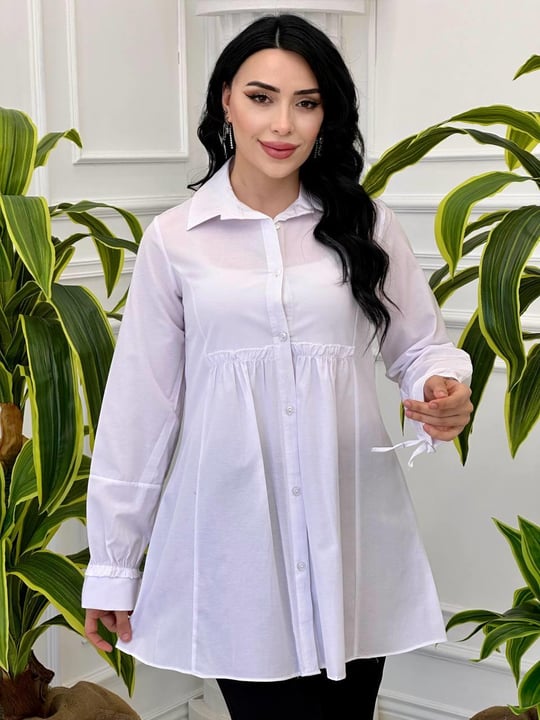 Kolu İpli Tunik Gömlek 5081 T-24 Beyaz