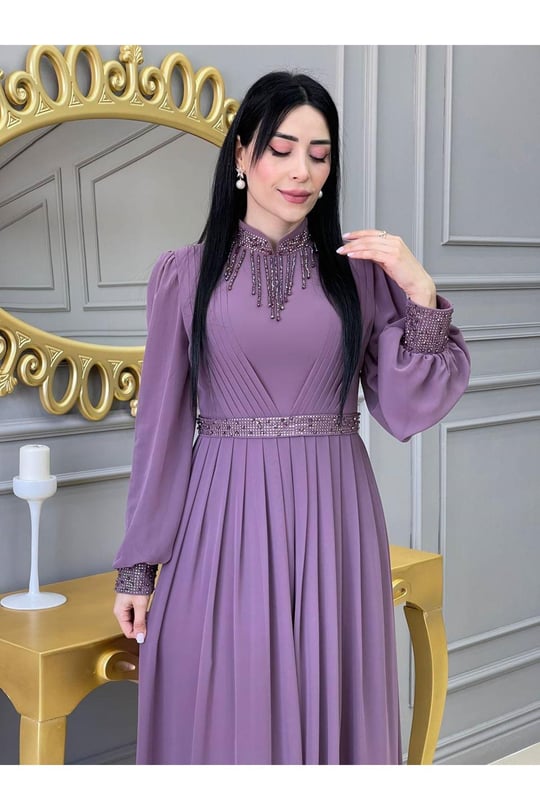 Kolye Drapeli Abiye 14840-Leylak