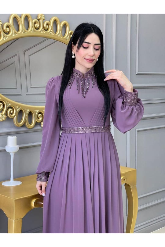 Kolye Drapeli Abiye 14840-Leylak