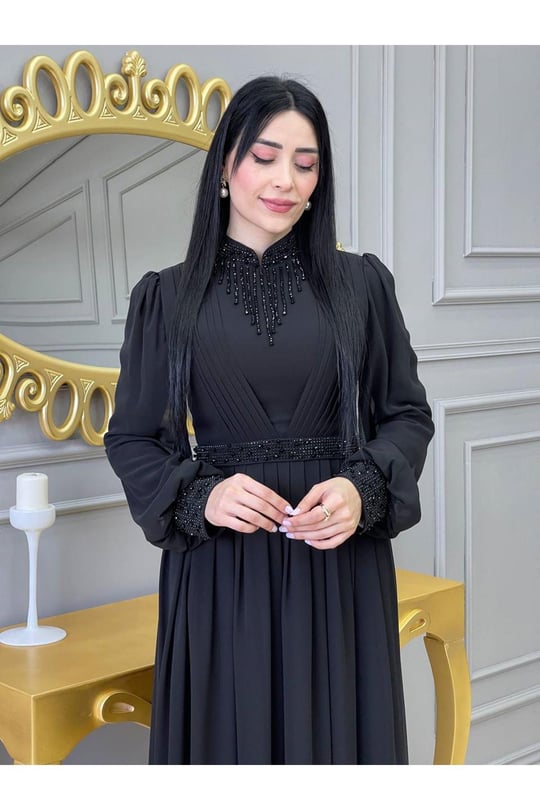 Kolye Drapeli Abiye 14840-Siyah