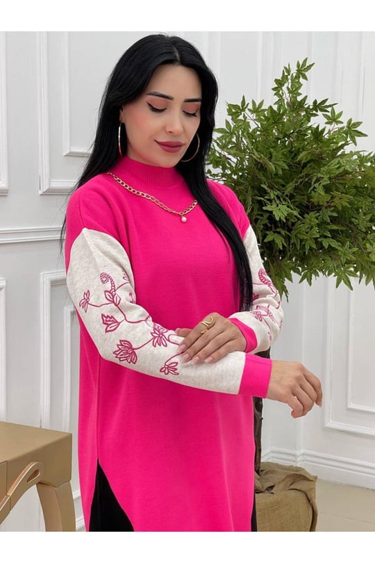 Kolyeli Triko Takım 9333-pembe