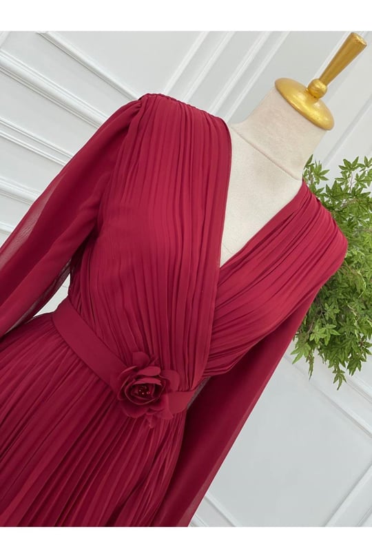 Kruvaze Pilise Elbise 3365-Bordo