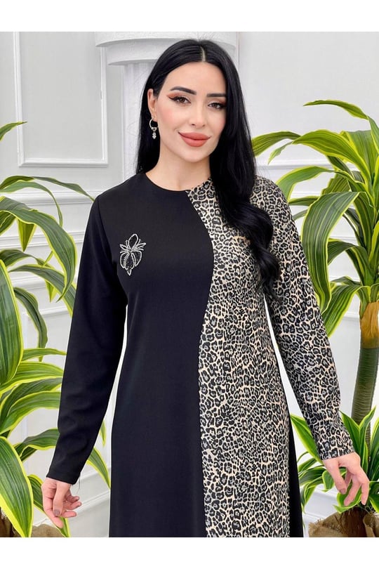 Leopar Geçişli Elbise 827-Minik Leopar