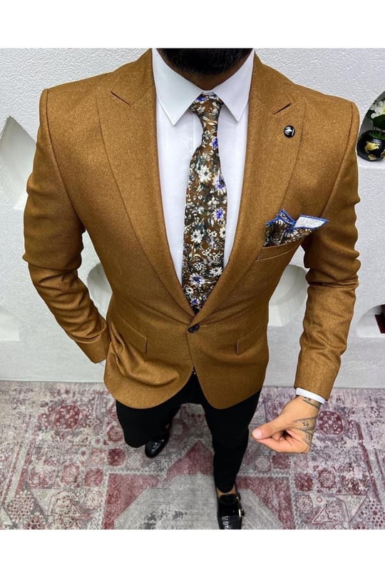 Longman Tek Ceket 1123-Taba