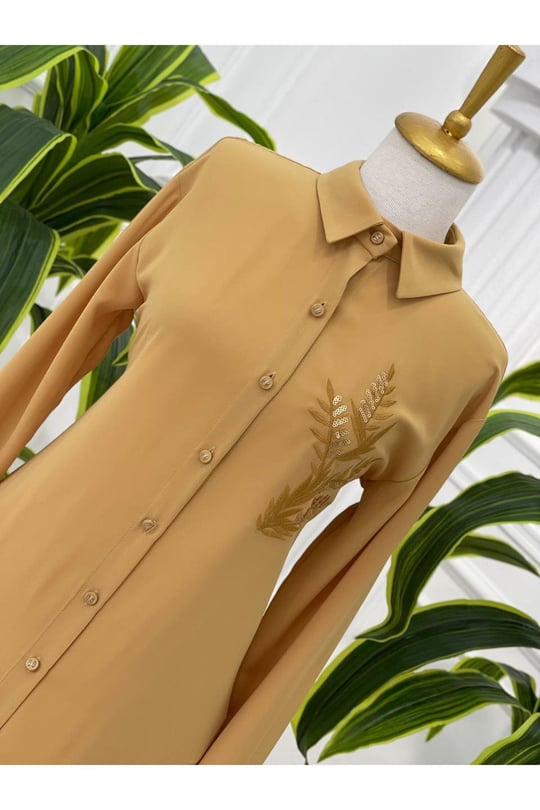 Nakiş Desen Tunik 23091-Sarı
