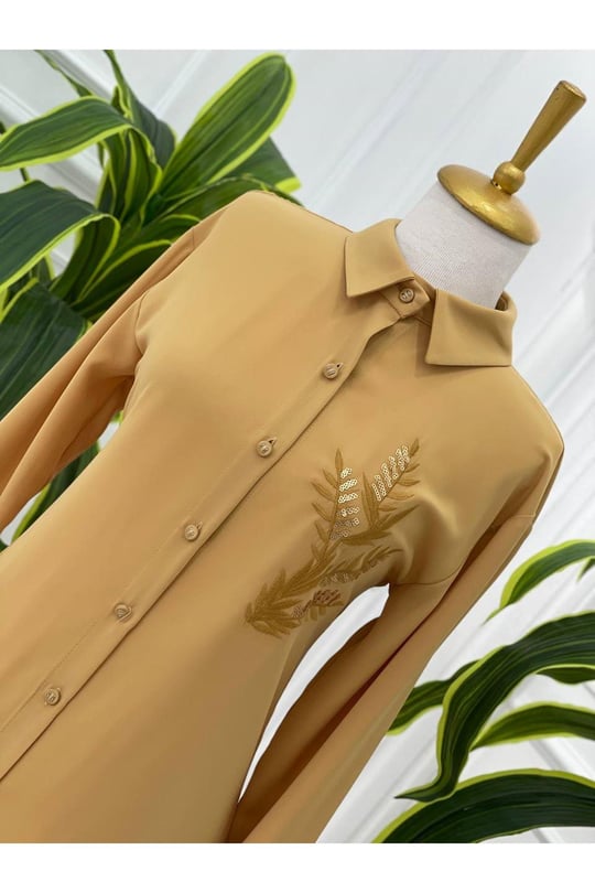 Nakiş Desen Tunik 23091-Sarı