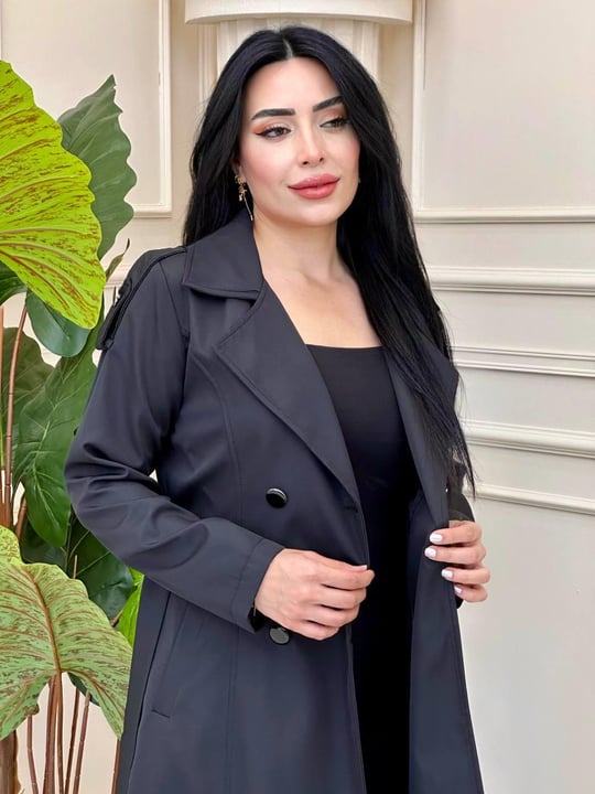 Omuz Apolet Tek Düğme Trenç 5135 t-24 Siyah
