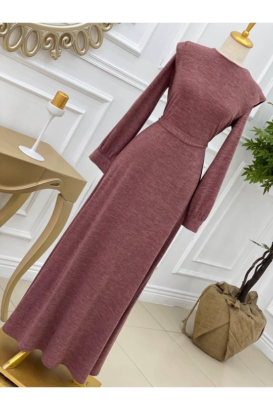 Omuz Detay Örme Elbise 3202-Rose