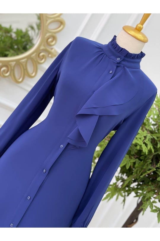 Önü Volanlı Tunik 5217-Saks