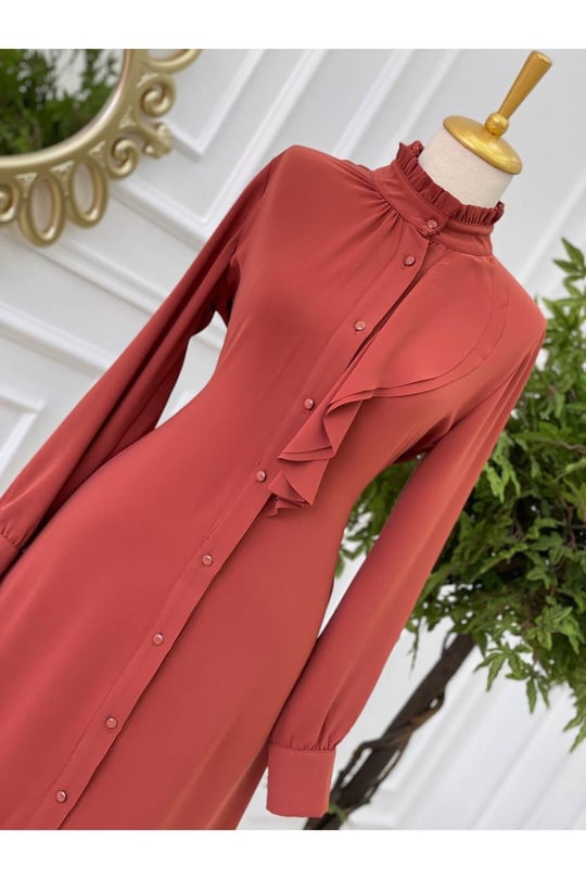 Önü Volanlı Tunik 5217-Taba