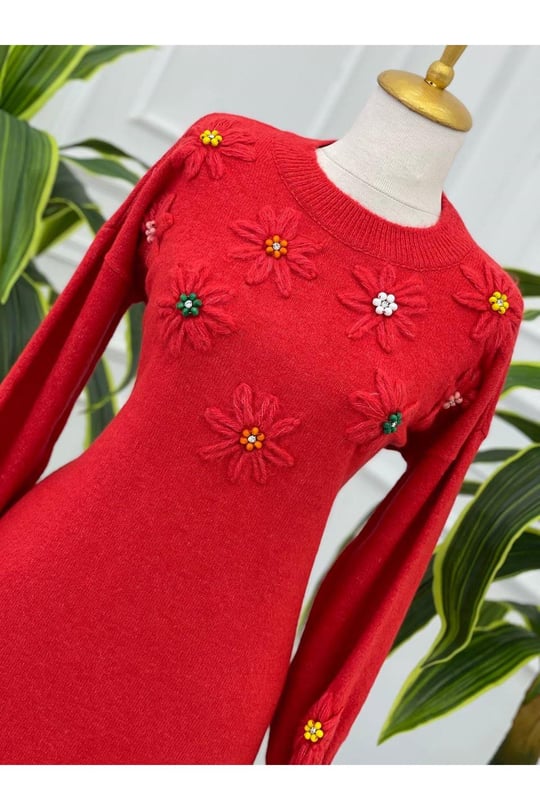 Papatya Desen Tunik 7626-Nar Çiçeği