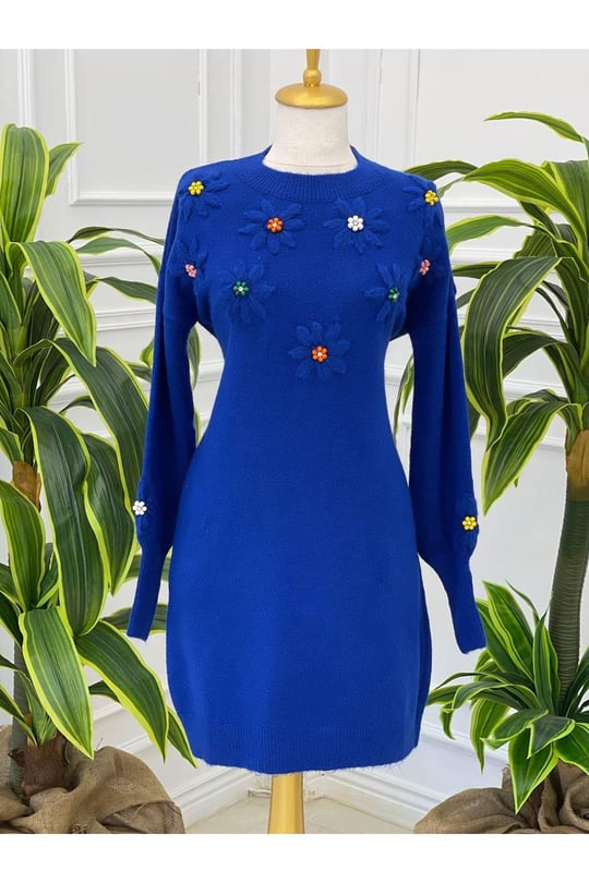 Papatya Desen Tunik 7626-Saks