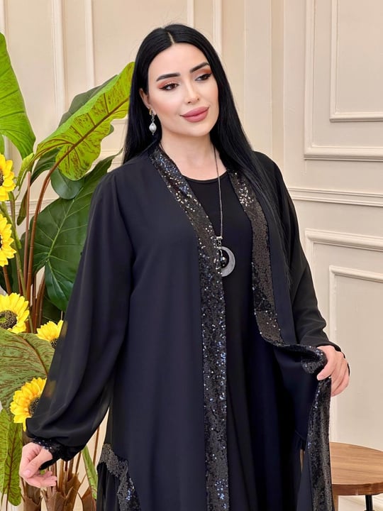Payet Abaya Elbise 9569 e025 Siyah