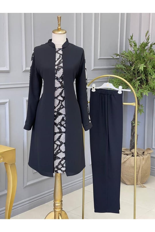 Payet Pantolonlu Takım 4119-Beyaz