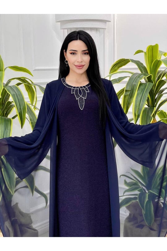 Pelerin Simli Anne Abiye 23y38-Lacivert