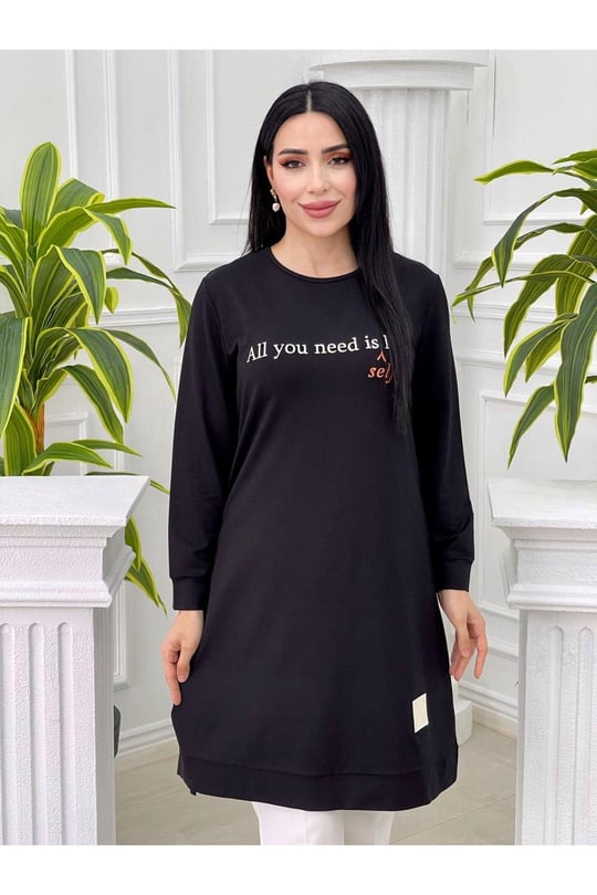 Penye Spor Tunik 714-Siyah