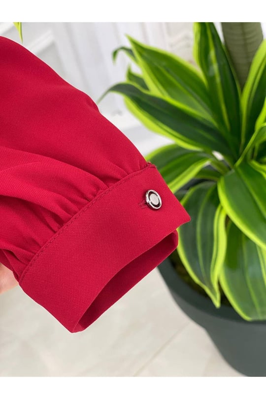 Pile Kravatlı Tunik 6376-Kırmızı