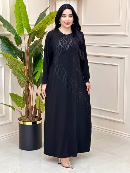 Pramit Desen Yumoş Anne Elbise 9001 t-24 Desenli Siyah