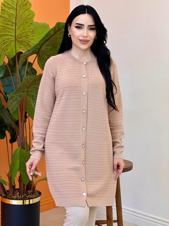 Reklan Kol Düğmeli Hırka 140284 T-25 Bej
