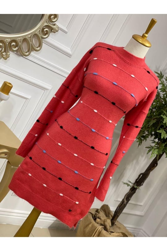 Renkli Şerit Yumoş Triko 7089-pembe
