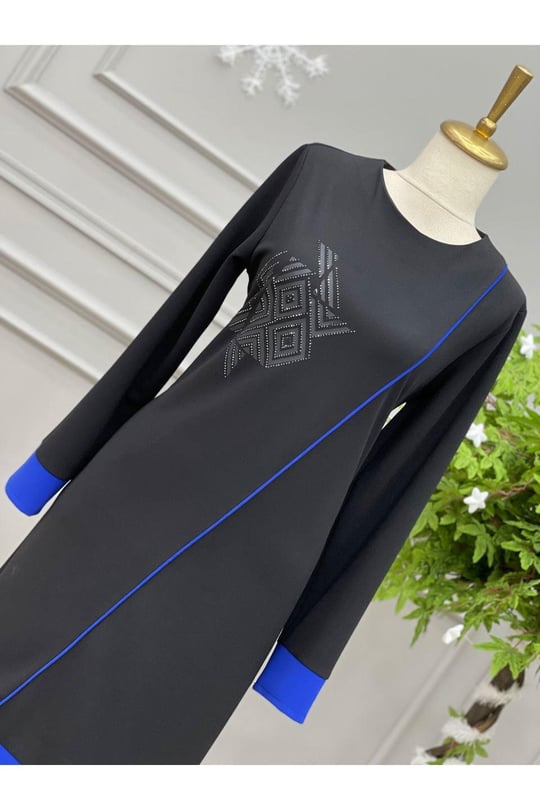 Scuba şerit taş detaylı 534-Siyah