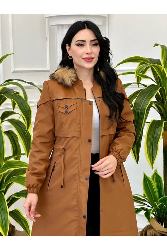 Şerit Detay Parka 4221-Taba