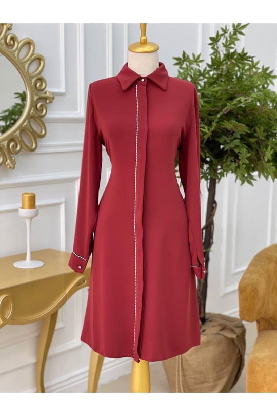 Şerit Taş Tunik 637-Kiremit