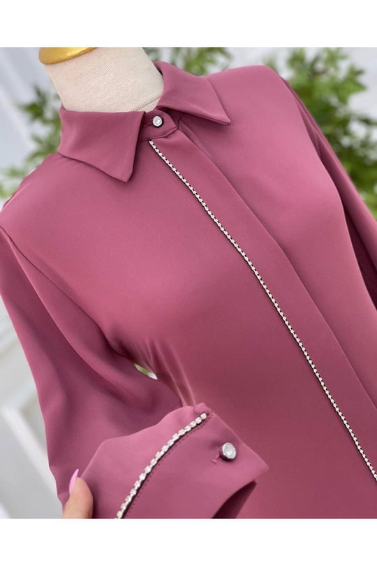 Şerit Taş Tunik 637-Rose