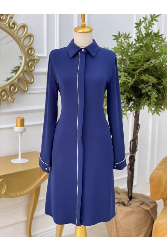 Şerit Taş Tunik 637-Saks