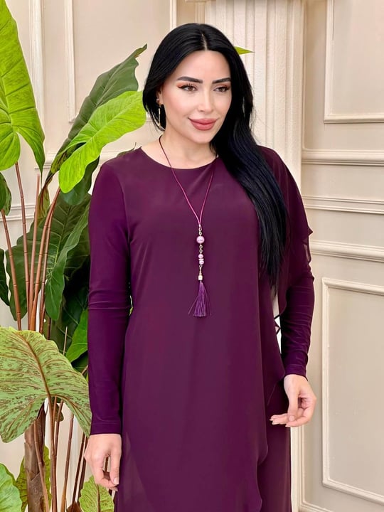 Şifon Pelerinli Tulum 0554 t-24 Mor