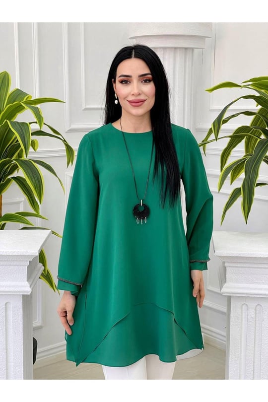 Şifonlu Tunik 3864-Yeşil