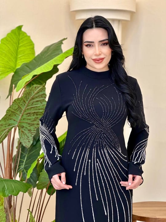 Sim İşleme Suzanna Elbise 1163 T-26 Siyah