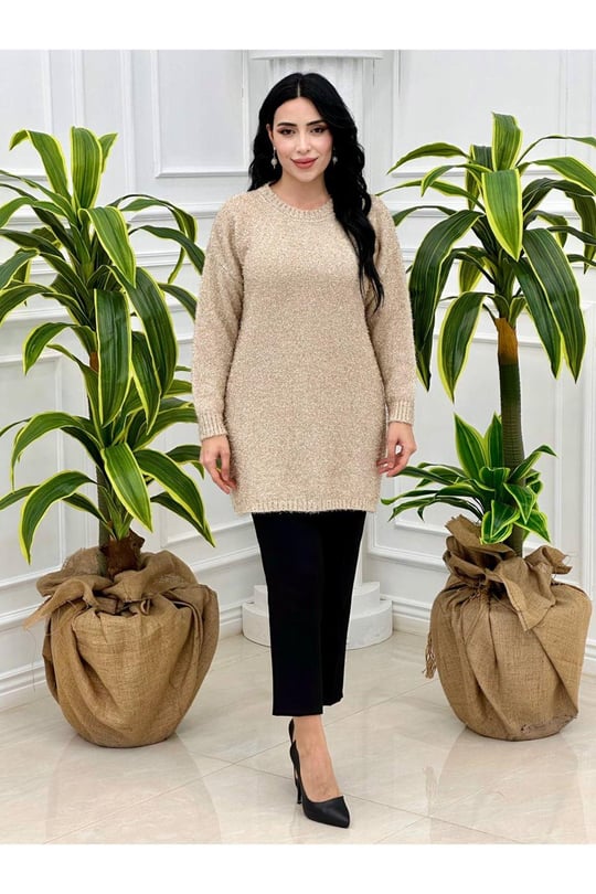 Sim Sakallı Bisiklet Yaka Tunik 5147-Gold