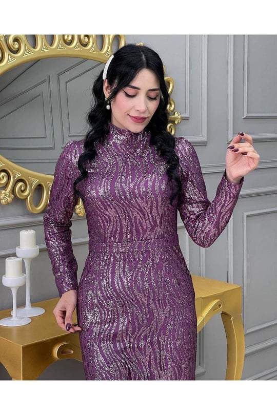 Simli Balık Abiye 3882-Leylak