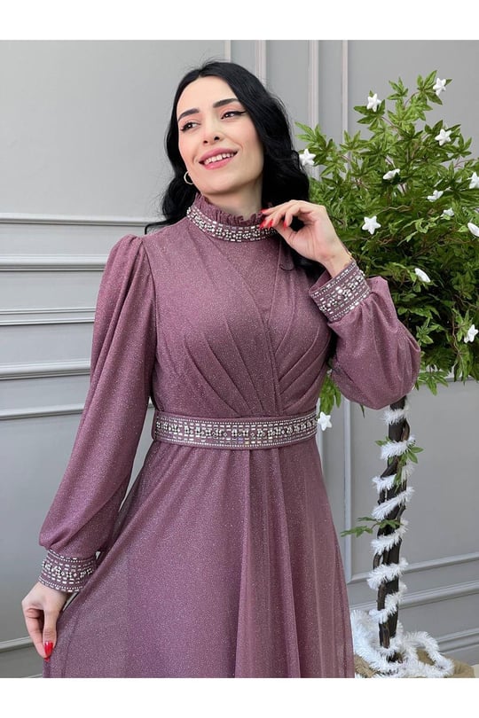 Simli Elbise 3863-Rose