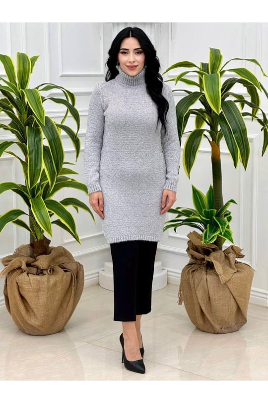 Simli Sakallı Tunik 5145-Gümüş