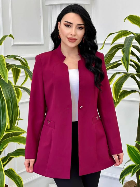 Spor Büyük Beden Tek Ceket T-24 8013 Mürdüm